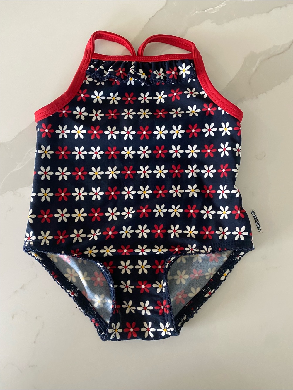 OshKosh b’gosh Girls Y2K red, white & blue floral One-Piece Swimsuit 2T